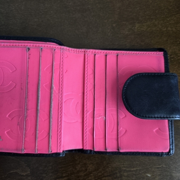 Authentic Chanel Quilted Lambskin Black Pink Wallet Women Coin Pouch Luxury - Picture 10 of 16